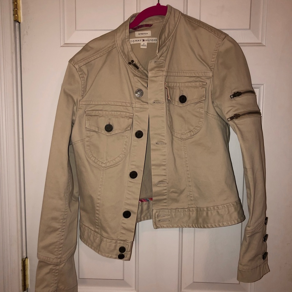 Tan jacket utility in style
